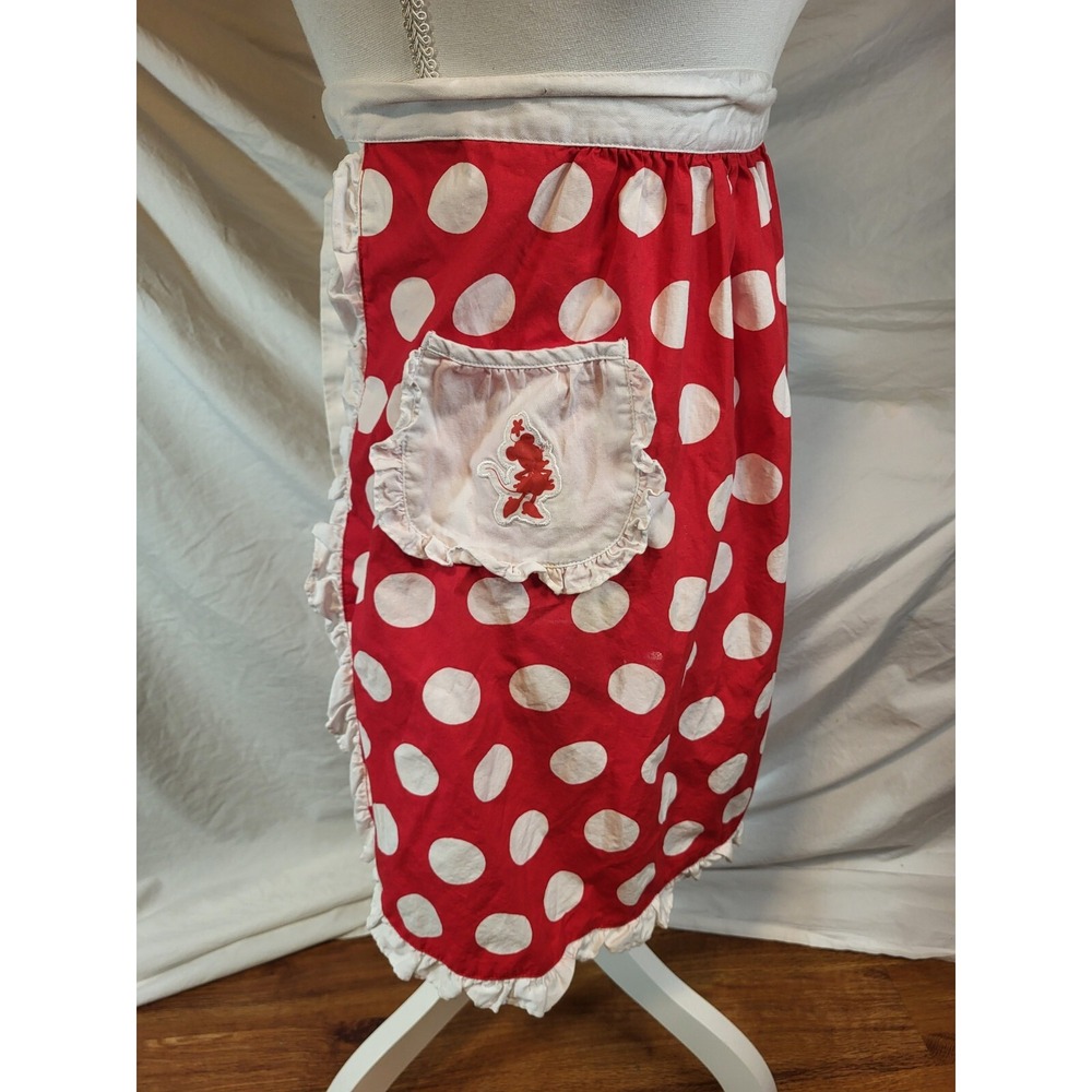 WALT DISNEY WORLD Disneyland Resort‎ Apron Minnie Mouse Red Polka Dot Ruffle